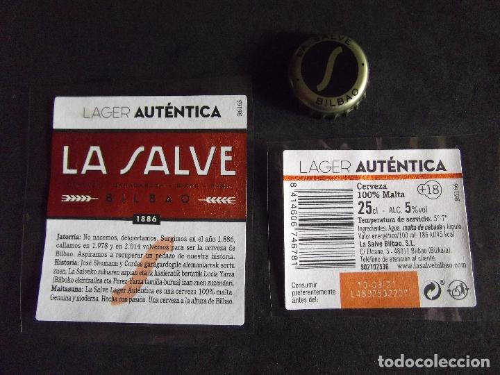 Old Labels: CERVEZA-V9-K-I-ETIQUETAS Y CHAPA-LA SALVE-BILBAO