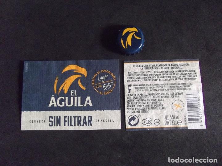 Old Labels: CERVEZA-V9-K-I-ETIQUETAS Y CHAPA-EL AGUILA