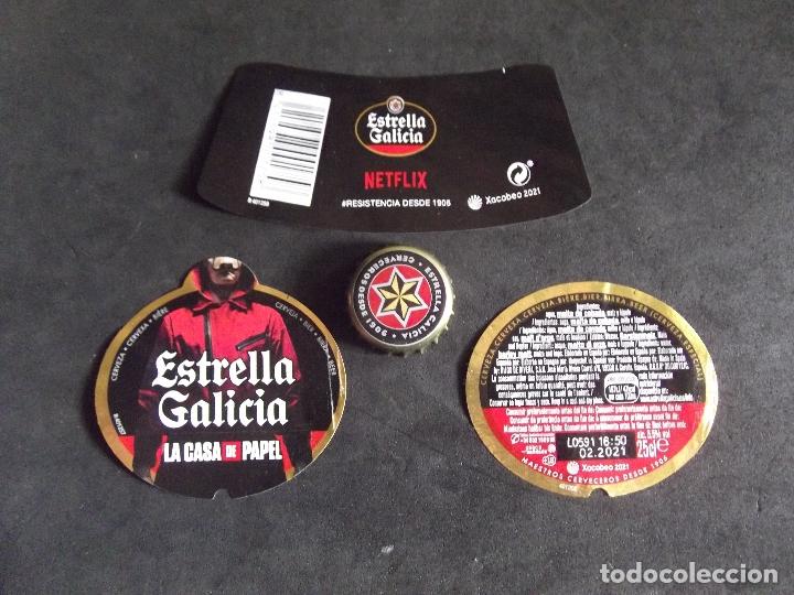 Etiquetas antiguas: CERVEZA-V9-K-I-ETIQUETAS Y CHAPA-ESTRELLA GALICIA-NETFLIX