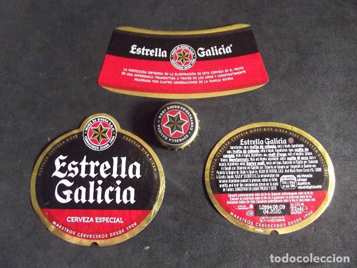 Etiquetas antiguas: CERVEZA-V9-K-I-ETIQUETAS Y CHAPA-ESTRELLA GALICIA