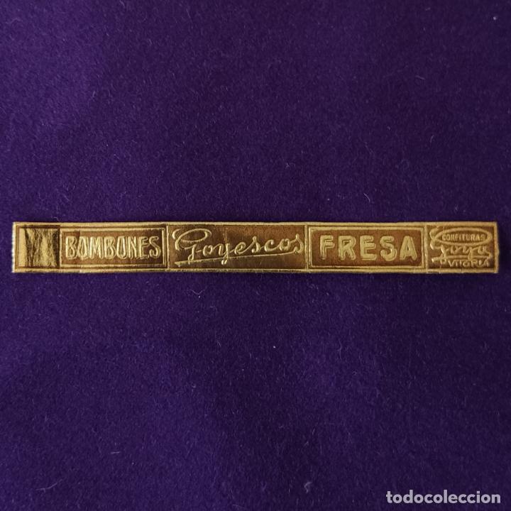Etichette antiche: ETIQUETA DE CONFITERIAS GOYA. GOYESCAS FRESA. ORIGINAL DE EPOCA. VITORIA (ALAVA). 1920-40.