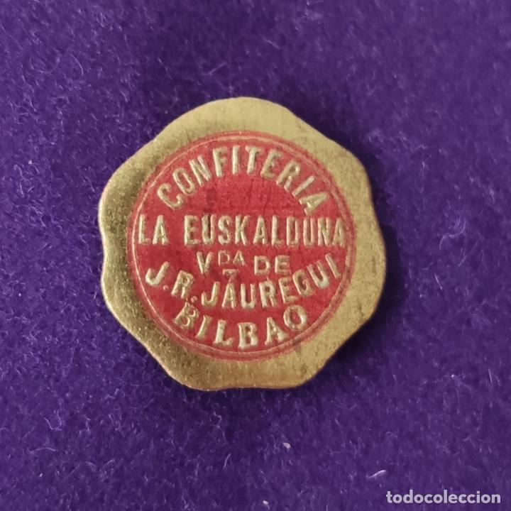 Etiquetas antiguas: ETIQUETA DE CONFITERIA LA EUSKALDUNA. ORIGINAL DE EPOCA. BILBAO (VIZCAYA). 1920-40.
