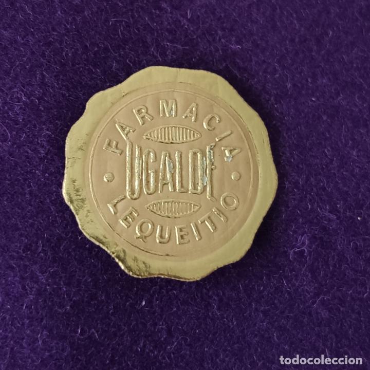 Etiquetas antiguas: ETIQUETA DE FARMACIA UGALDE. ORIGINAL DE EPOCA. LEQUEITIO (VIZCAYA). 1920-40.