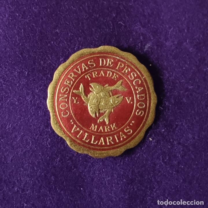 &Eacute;tiquettes anciennes: ETIQUETA DE CONSERVAS DE PESCADOS TRADE MARK. ORIGINAL DE EPOCA. VILLARIAS (BURGOS). 1920-40.