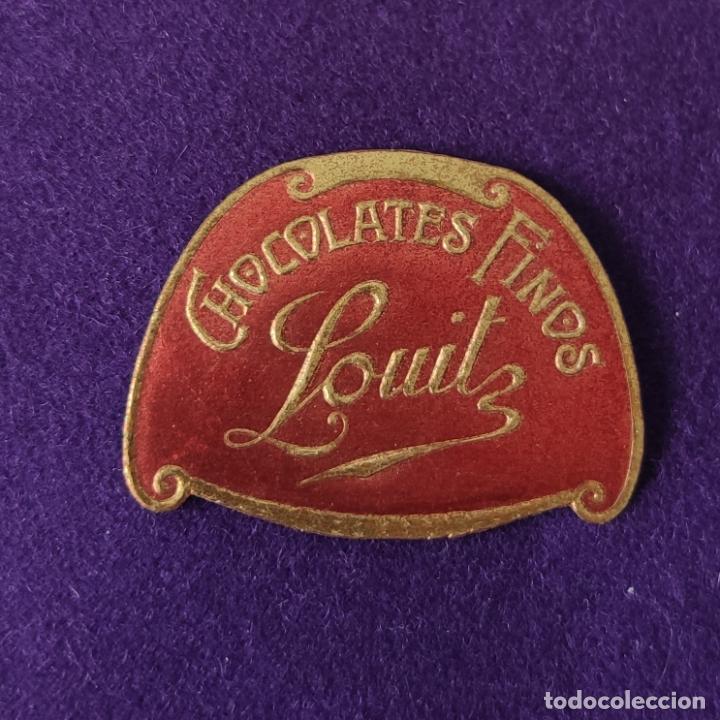 Etiquetas antiguas: ETIQUETA DE CHOCOLATE PASTELERIA. CHOCOLATES FINOS LOUITZ. ORIGINAL DE EPOCA. 1920-40.