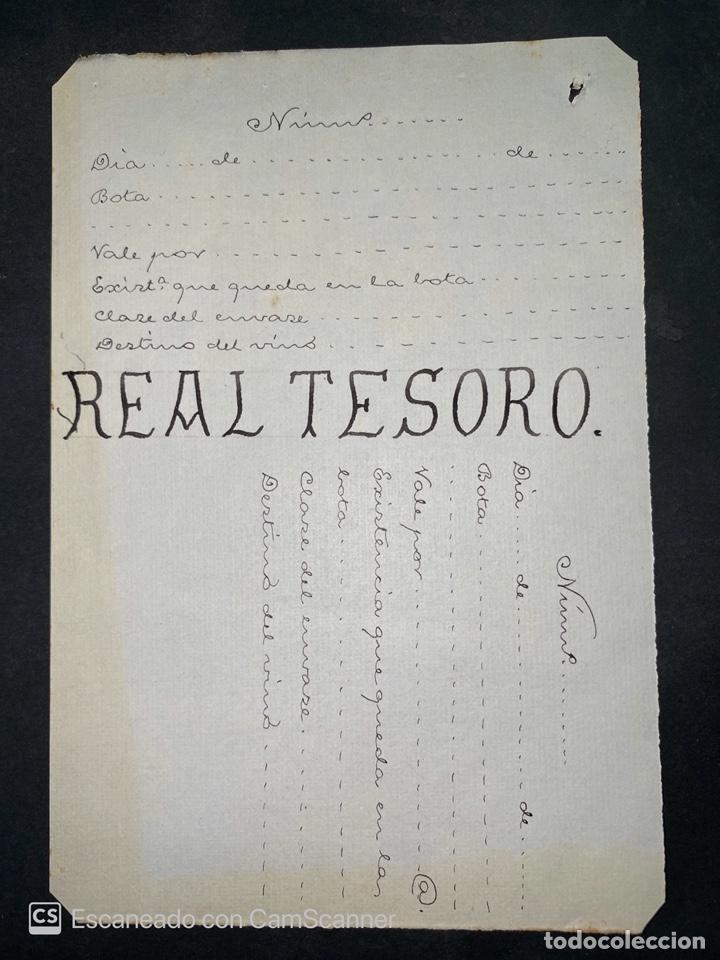 Old Labels: ETIQUETA. REAL TESORO. A&Ntilde;O 1899. ETIQUETA QUE SE PONIAN EN LAS BOTAS DE VINO. RARISIMA. VER