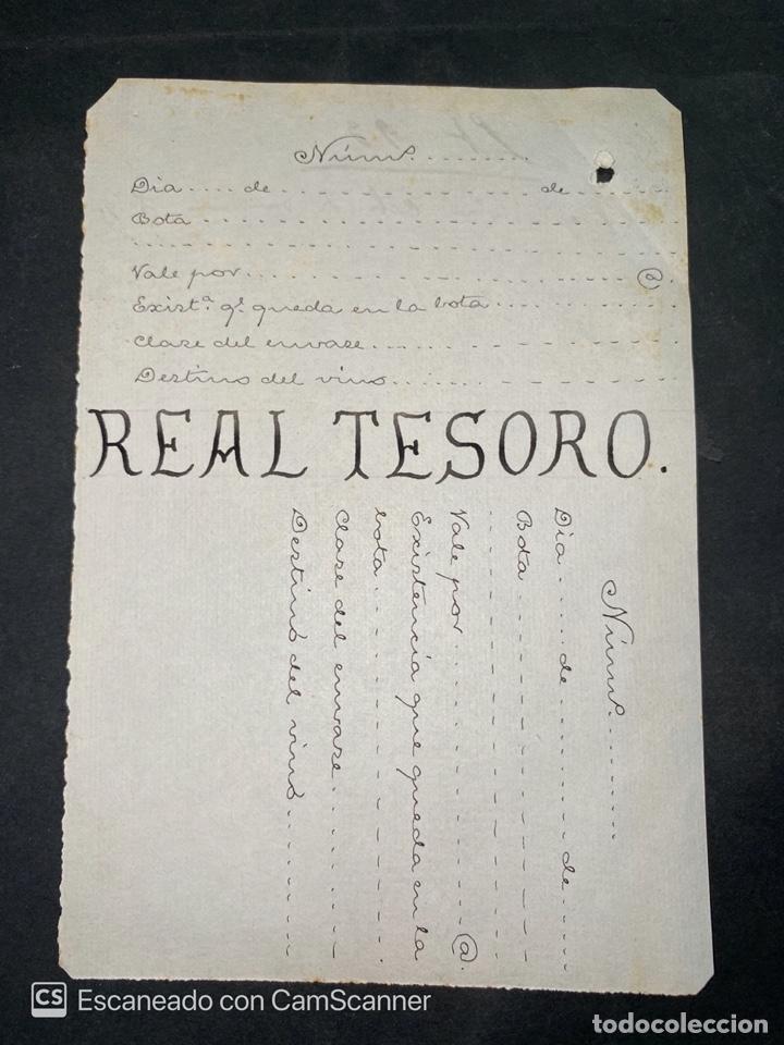 Old Labels: ETIQUETA. REAL TESORO. A&Ntilde;O 1899. ETIQUETA QUE SE PONIAN EN LAS BOTAS DE VINO. RARISIMA. VER