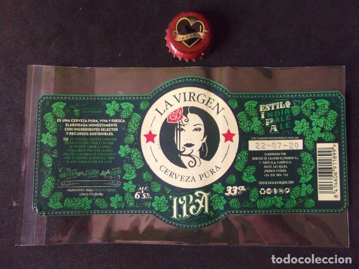 Old Labels: CERVEZA-V9-K-II-ETIQUETAS Y CHAPA-LA VIRGEN-IPA