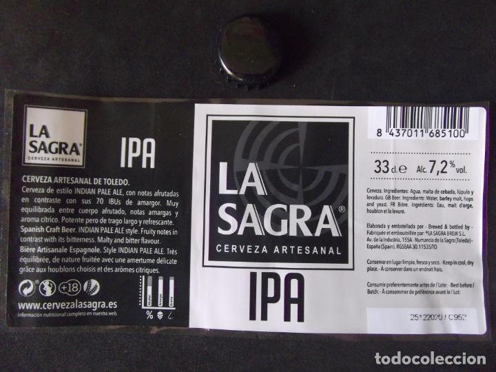 Old Labels: CERVEZA-V9-K-II-ETIQUETAS Y CHAPA-LA SAGRA-IPA