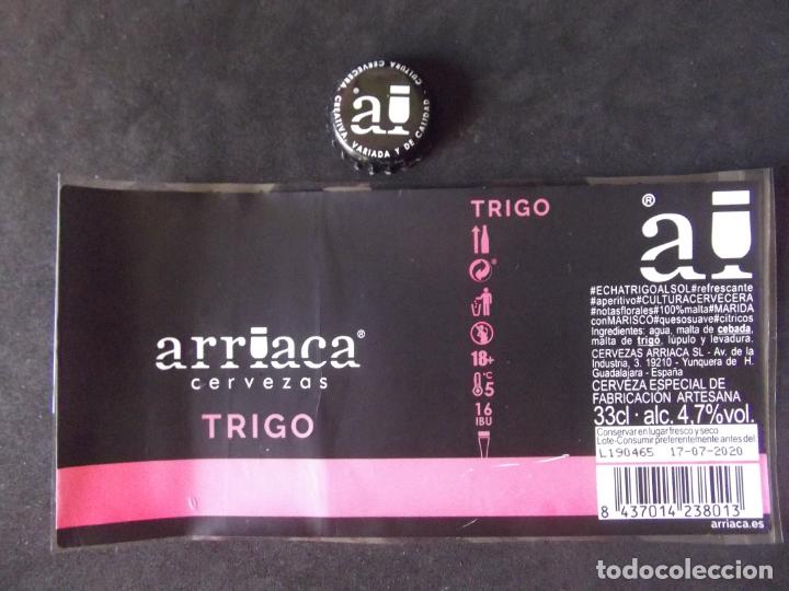 Old Labels: CERVEZA-V9-K-II-ETIQUETAS Y CHAPA-ARRIACA-TRIGO
