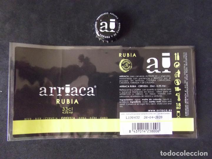 Old Labels: CERVEZA-V9-K-II-ETIQUETAS Y CHAPA-ARRIACA-RUBIA