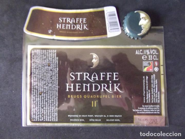 Old Labels: CERVEZA-V9-K-II-ETIQUETAS Y CHAPA-STRAFFE HENDRIK