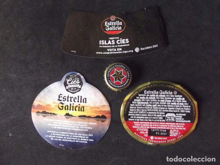 Etiquetas antiguas: CERVEZA-V9-K-II-ETIQUETAS Y CHAPA-ESTRELLA GALICIA-33CL