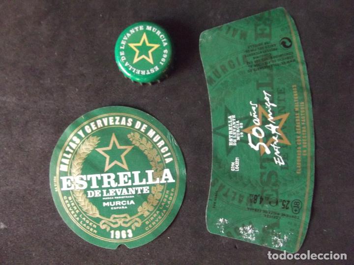Old Labels: CERVEZA-V9-K-II-ETIQUETAS Y CHAPA-ESTRELLA DE LEVANTE-25CL