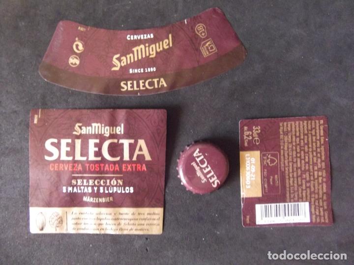 Old Labels: CERVEZA-V9-K-II-ETIQUETAS Y CHAPA-SAN MIGUEL-SELECTA-33CL