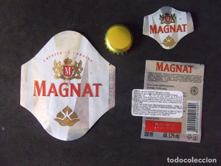 Old Labels: CERVEZA-V9-K-II-ETIQUETAS Y CHAPA-MAGNAT-50CL
