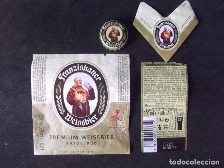 Old Labels: CERVEZA-V9-K-II-ETIQUETAS Y CHAPA-FRANZISKANER-50CL