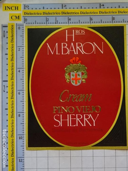 Old Labels: ETIQUETA DE BEBIDAS. VINOS LICORES. CREAM PINO VIEJO SHERRY BARON . 182
