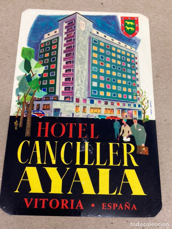 Etiquetas antiguas: Etiqueta de maleta Hotel Canciller Ayala Victoria antigua