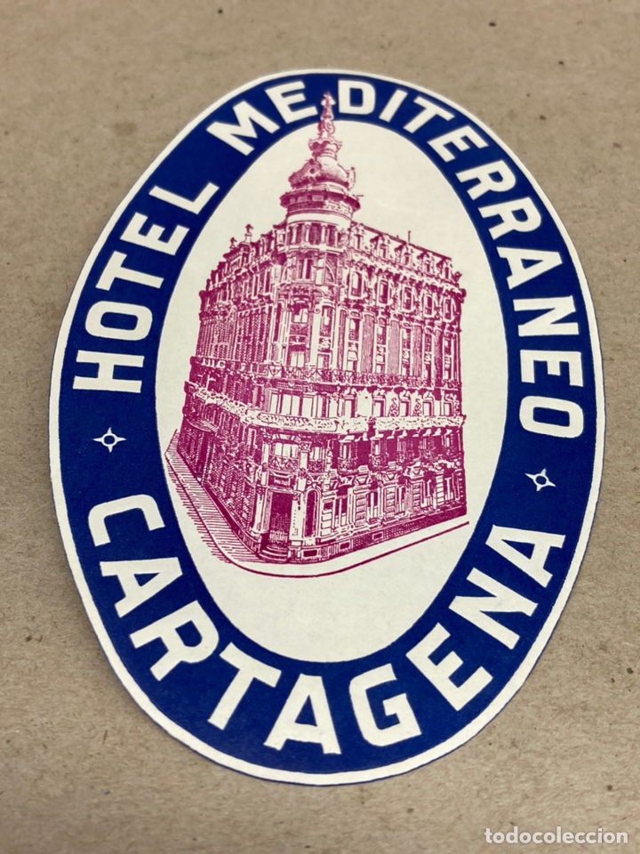 Etiquetas antiguas: Etiqueta de maleta hotel Mediterr&aacute;neo Cartagena
