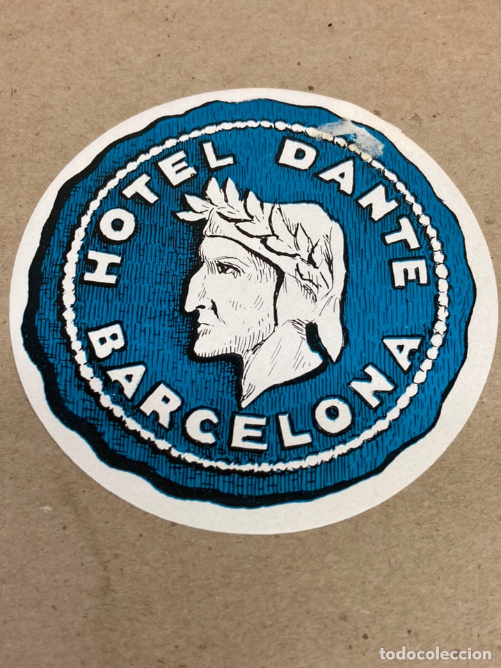 Etiquetas antiguas: Etiquetas de maleta Hotel Dante Barcelona