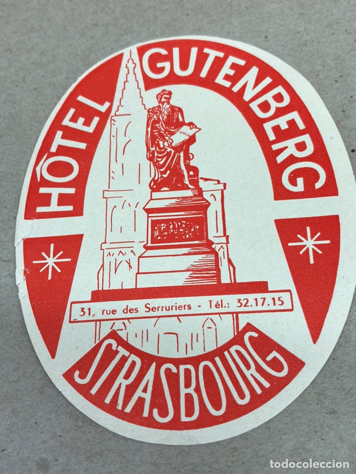 Etiquetas antiguas: Etiqueta de maleta de Hotel Gutenberg Strasbourg