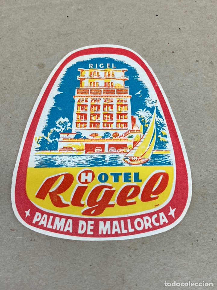 Etiquetas antiguas: Etiqueta de maleta de Hotel R&iacute;gel Palma Mallorca