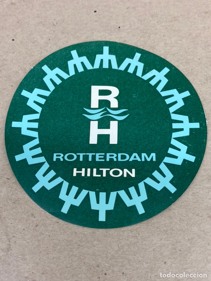 Etiquetas antiguas: Etiqueta de maleta de Hotel Rotterdam Hilton