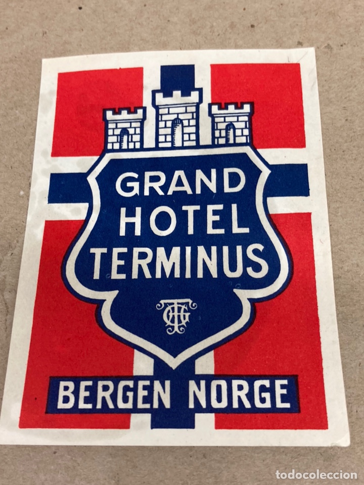 Etiquetas antiguas: Etiqueta de maleta de Hotel Gran Hitel Terminus Bergen Norgen