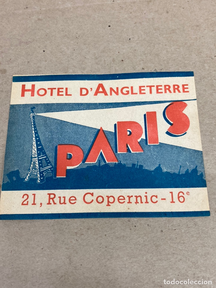 Etiquetas antiguas: Etiqueta de maleta de Hotel D&rsquo;anglaterre Paris