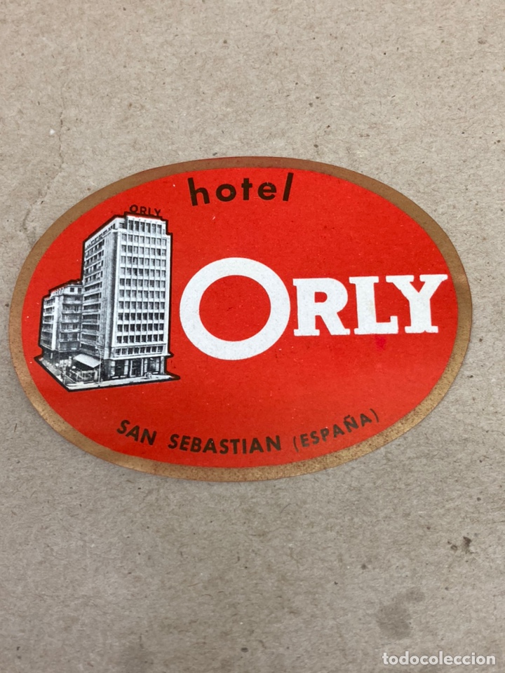 Etiquetas antiguas: Etiqueta de maleta de Hotel Orly San Sebastian