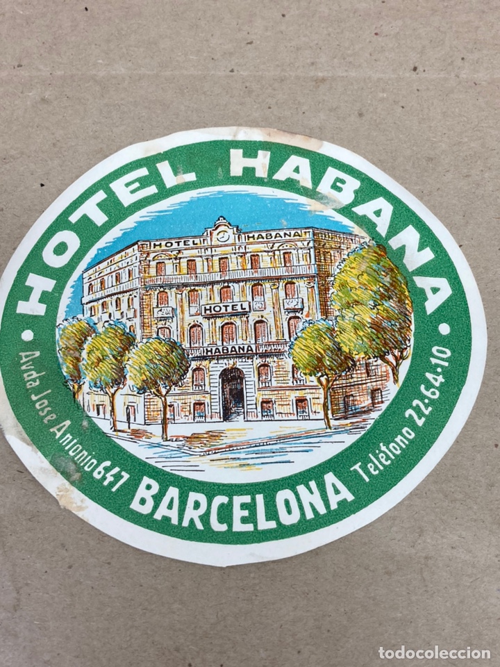 Etiquetas antiguas: Etiqueta de maleta de Hotel Habana Barcelona
