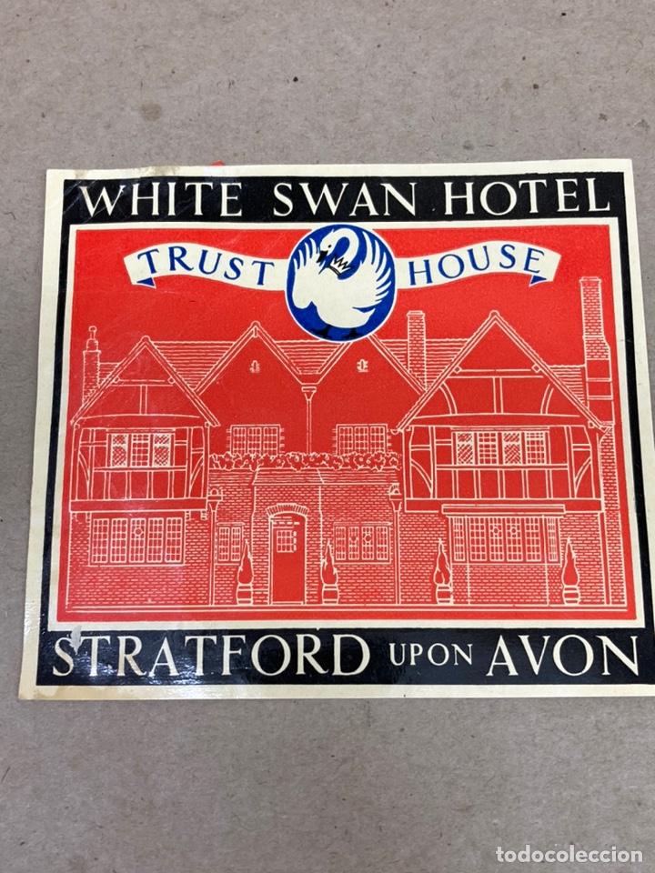 Etiquetas antiguas: Etiqueta de maleta de Hotel White Swan