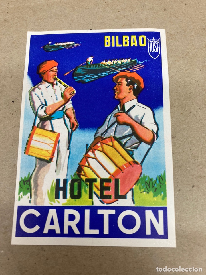 Etiquetas antiguas: Etiqueta de maleta hotel Carlton Bilbao