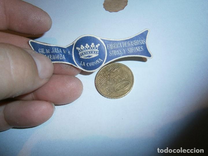 Etiquetas antiguas: Etiqueta A&Ntilde;OS 30 40&iexcl;&iexcl; PUBLICITARIA ,FABRICA DE GASEOSAS ZARAGOZA,,LA CORONA