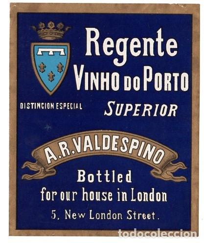 Etiquetas antiguas: REGENTE VINHO DO PORTO *** A.R. VALDESPINO