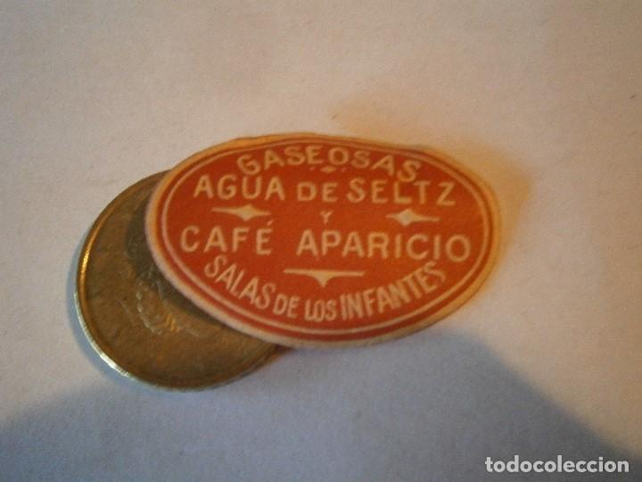 Etiquetas antiguas: ETIQUETA A&Ntilde;OS 30 40&iexcl; GASEOSAS, AGUA DE SELTZ,CAFE APARICIO,SALAS DE LOS INFANTES