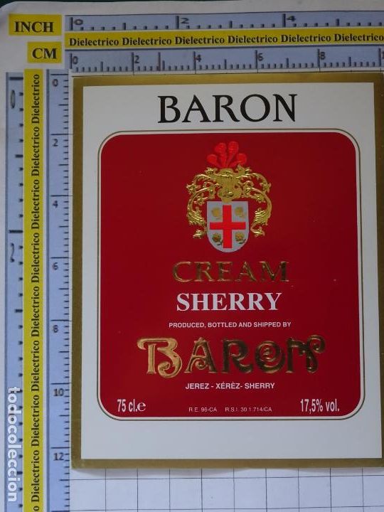 Old Labels: ETIQUETA DE BEBIDAS. VINOS LICORES. SHERRY CREAM BARON . 193
