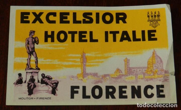 Etiquetas antiguas: HOTEL EXCELSIOR - FLORENCE - ITALIA. - ETIQUETA ANTIGUA DE HOTEL