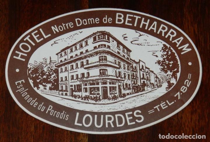 Etiquetas antiguas: ETIQUETA DEL HOTEL NOTRE DAME DE BETHARRAM, LOURDES, ETIQUETA PARA MALETA.