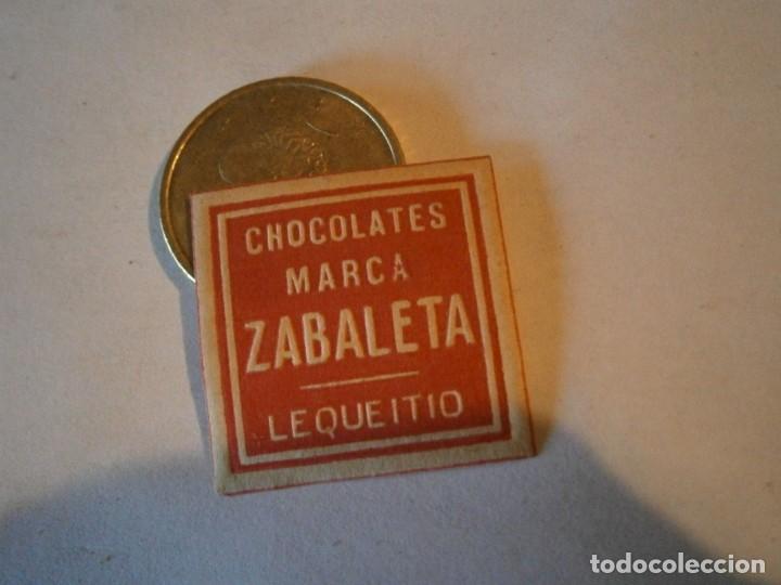 Alte Etiketten: Etiqueta publicitaria, a&ntilde;os 30,40. CHOCOLATE MARCA ZAMBALETA LAQUEITIO