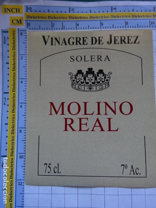 Old Labels: ETIQUETA DE BEBIDAS. VINOS LICORES. VINAGRE DE JEREZ SOLERA MOLINO REAL . 219