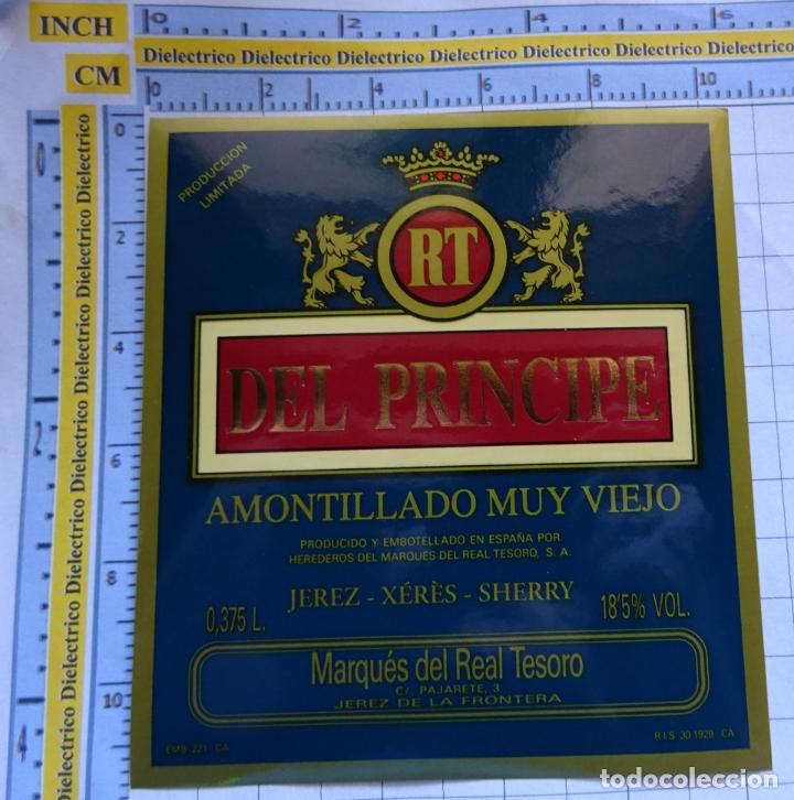 Alte Etiketten: ETIQUETA DE BEBIDAS. VINOS LICORES. AMONTILLADO MUY VIEJO DEL PR&Iacute;NCIPE. MARQU&Eacute;S DEL REAL TESORO. 224