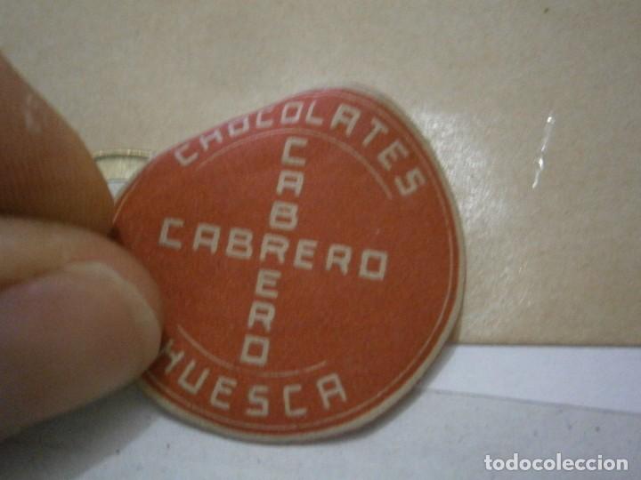 Etiquetas antigas: Etiqueta publicitaria, a&ntilde;os 30,40. CHOCOLATES CABRERO (HUESCA)