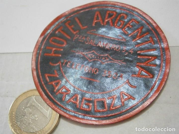 Etiquetas antiguas: Etiqueta publicitaria, a&ntilde;os 30,40. HOTEL ARGENTINA (ZARAGOZA)