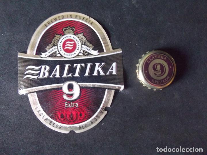 Old Labels: CERVEZA-V9-K-III-ETIQUETAS Y CHAPA-BALTIKA 9