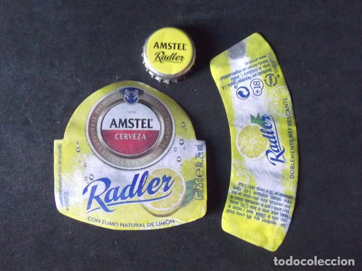 Old Labels: CERVEZA-V9-K-III-ETIQUETAS Y CHAPA-AMSTEL-RADLER