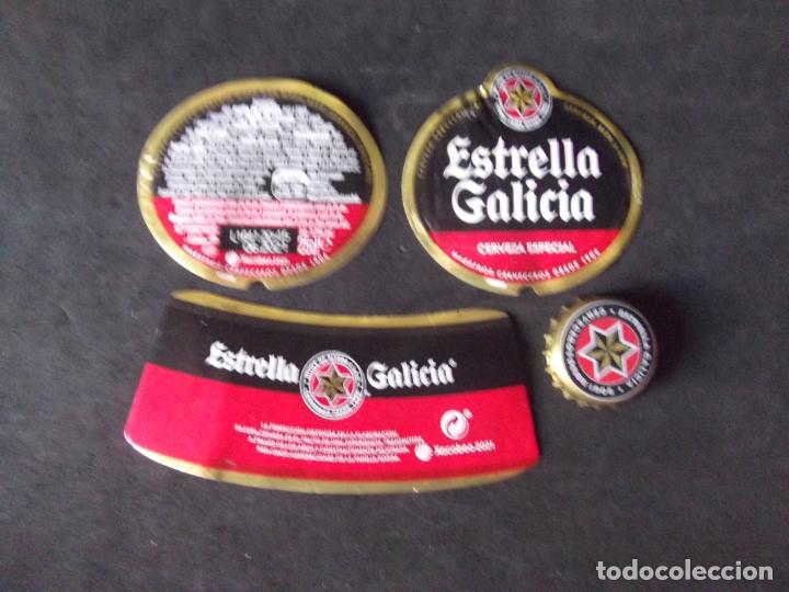 Etiquetas antiguas: CERVEZA-V9-K-III-ETIQUETAS Y CHAPA-ESTRELLA GALICIA-25CL