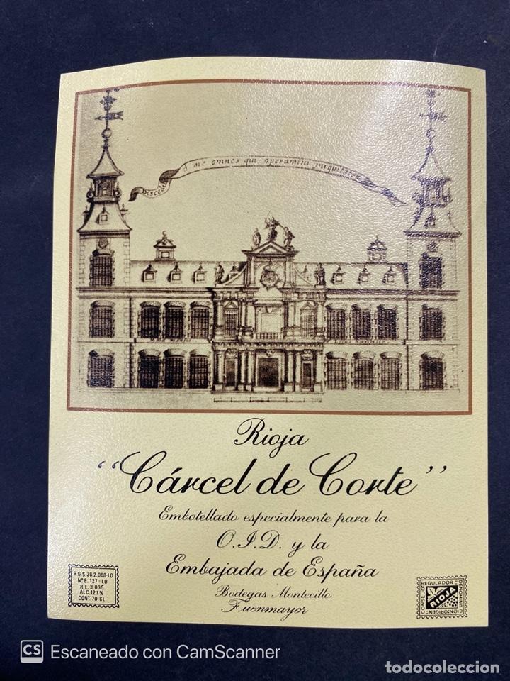 Old Labels: ETIQUETA.RIOJA.CARCEL DE CORTE.EMBOTELLADA PARA LA O.P.D. Y EMBAJADA DE ESPA&Ntilde;A. BODEGAS MONTECILLO