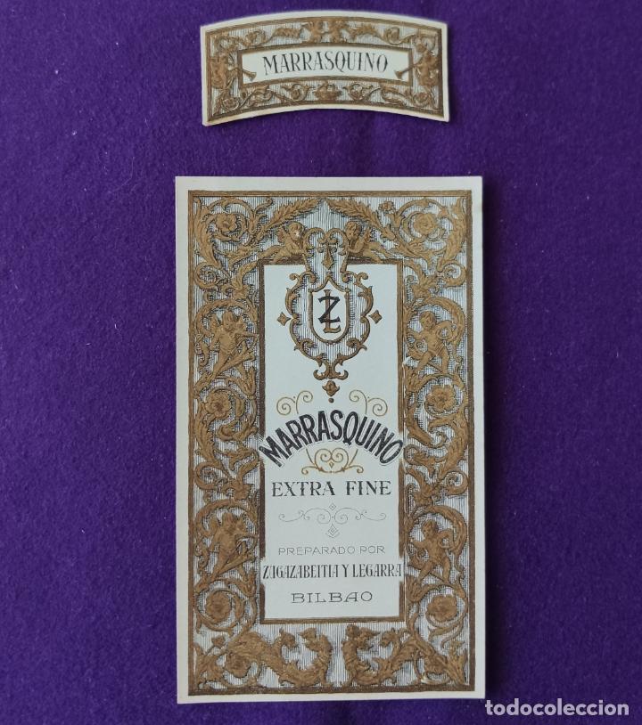 Etiquetas antiguas: ANTIGUA ETIQUETA DE LICOR MARRASQUINO EXTRA FINE. A&Ntilde;OS 20. ORIGINALES.